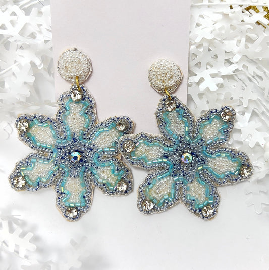 Handmade Beaded  Earring, Snowflake