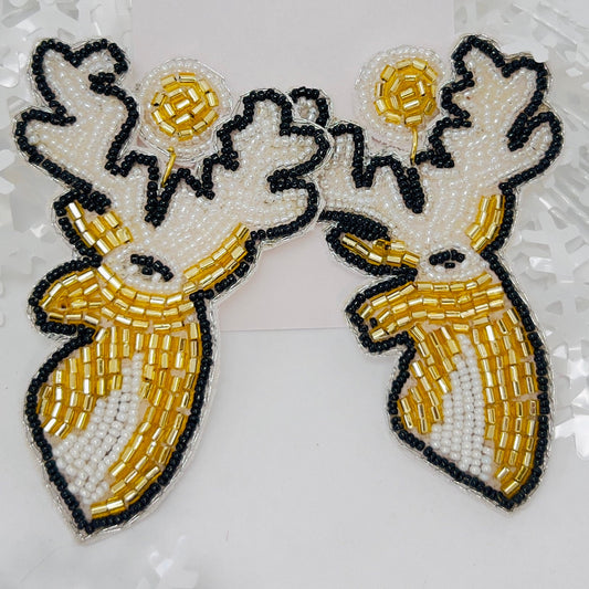 Handmade Beaded  Earring, Reindeer Head