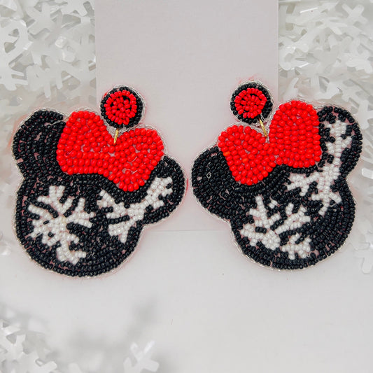 Handmade Beaded  Earring,  Minnie Mouse