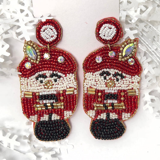 Handmade Beaded  Earring, Nut Cracker Doll