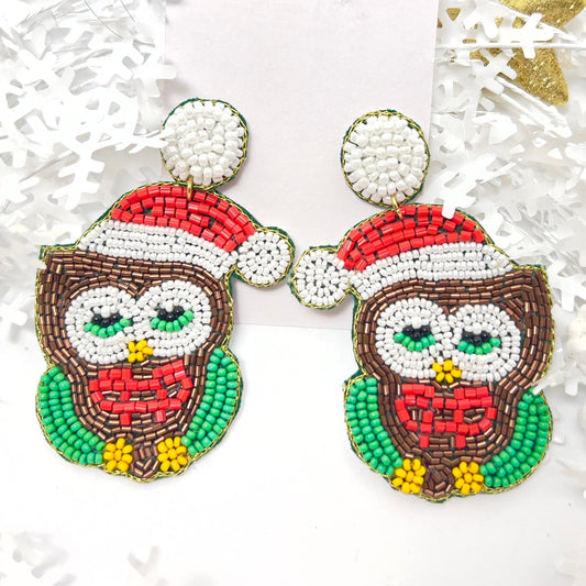 Handmade Beaded  Earring, Owl