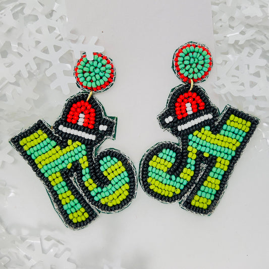 Handmade Beaded  Earring, Santa Sleigh