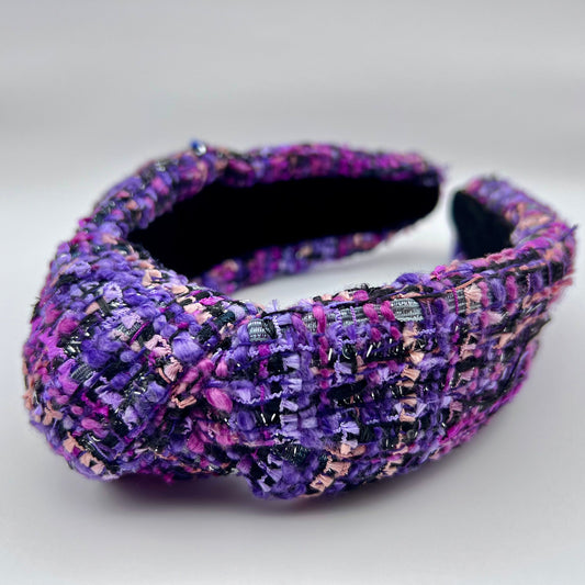 Handmade tweed headband, Multicolor Tweed,Stylish and Comfortable Hair Accessory,Unique and Trendy Headwear, Gift for Her, Knotted headband