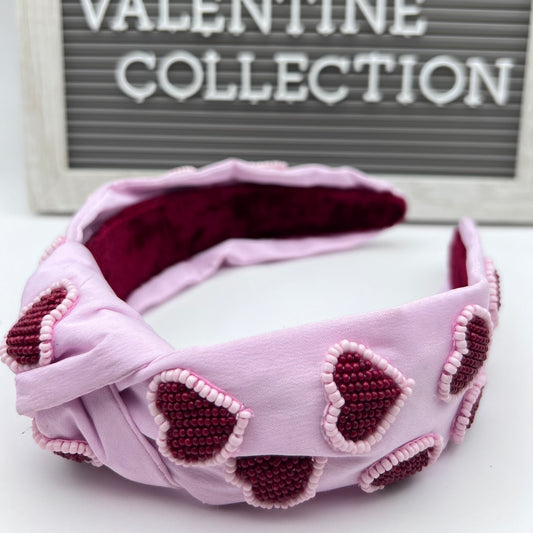 Valentine's Day Headbands, Handmade Beaded Headband , Red Hearts, Pink Headband, Hair accessories, Jewelry, Be Mine,Elegant beaded, Unique