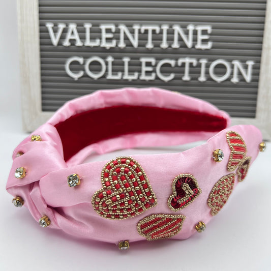 Valentine's Day Headbands, Handmade Beaded Headband , Red Hearts, Hair accessories, Jewelry,Elegant beaded, Unique