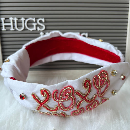 Valentine's Day Headbands, Handmade Beaded Headband , White XOXO Headbands, Hair accessories, Jewelry,Elegant beaded, Unique